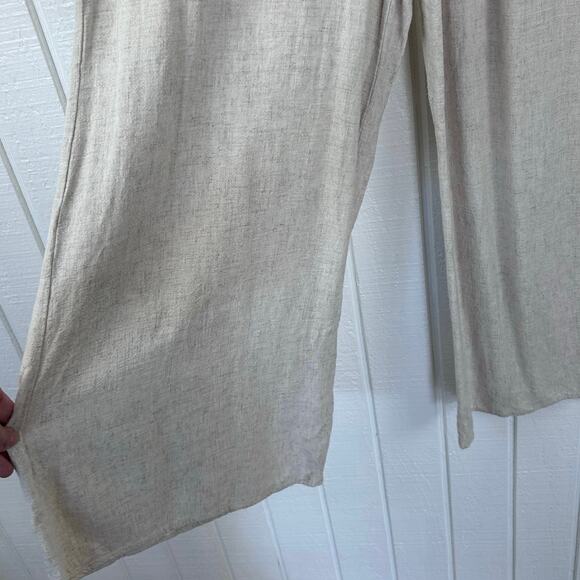 Fashion Nova Beige Cotton Wide Leg Drawstring Pants Women XL Elastic Waist Boho - Picture 3 of 8